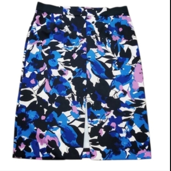 Worthington Blue Purple Abstract Black Skirt 16 NWT - Picture 6 of 7